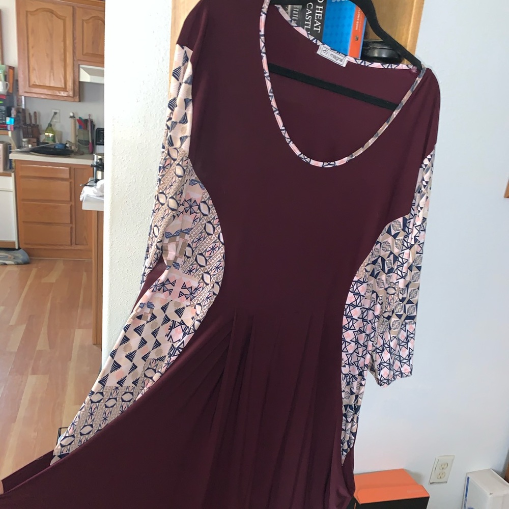 Stunning Maroon Dress with geometric designs